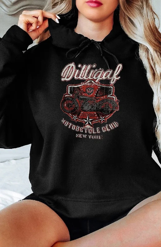 Motorcycle Club Pullover Hoodie Hoodie with Raglan Sleeves Sporty Comfortable