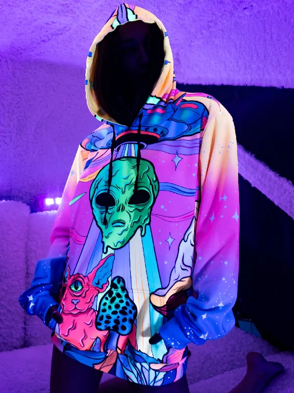 Neon Alien Invasion (Dawn) Unisex Hoodie Hoodie with Hem Ribbing Snug Secure