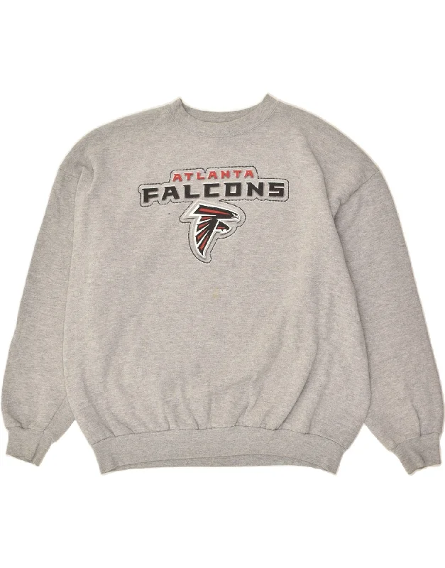 NFL Mens Atlanta Falcons Graphic Sweatshirt Jumper 2XL Grey Cotton Hoodie Crop Top Short Trendy