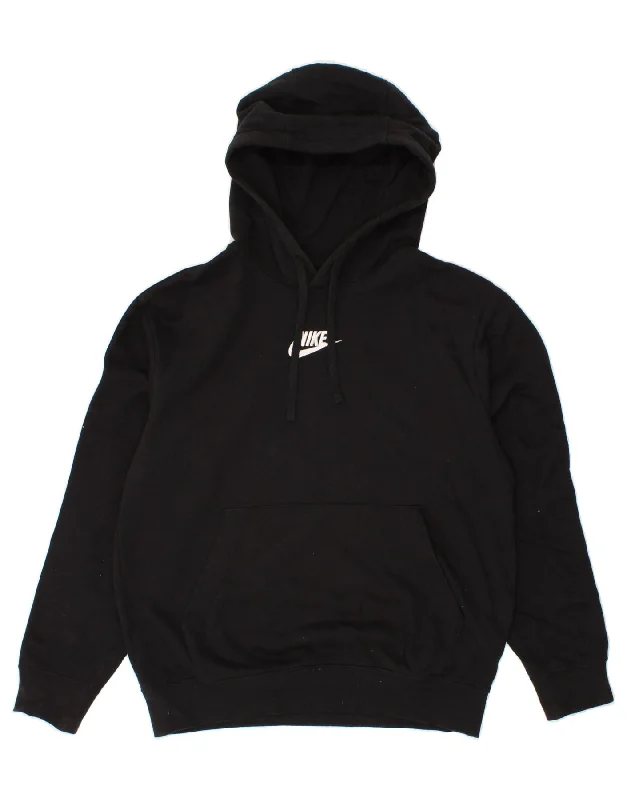 NIKE Mens Graphic Hoodie Jumper Medium Black Cotton Hoodie Crop Top Short Trendy