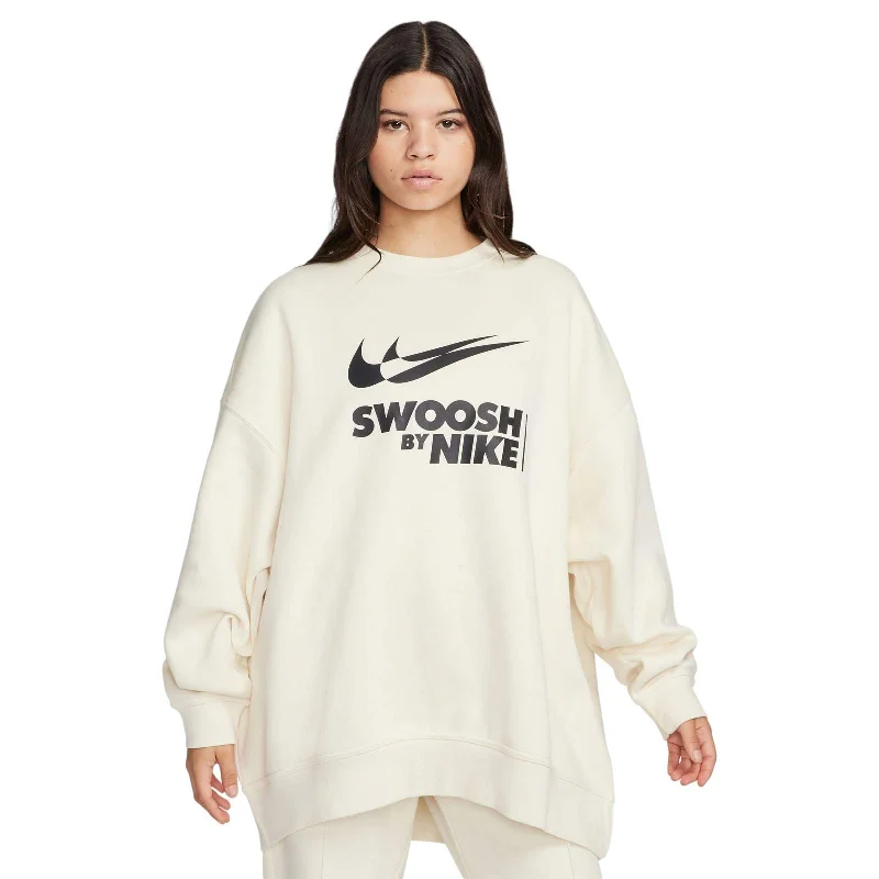 Nike Sportswear Womens Oversized Fleece Crew-Neck Sweatshirt Hoodie with High-Low Hem Asymmetrical Trendy Nike Sportswear Womens Oversized Fleece Crew-Neck Sweatshirt Hoodie with High-Low Hem Asymmetrical Trendy