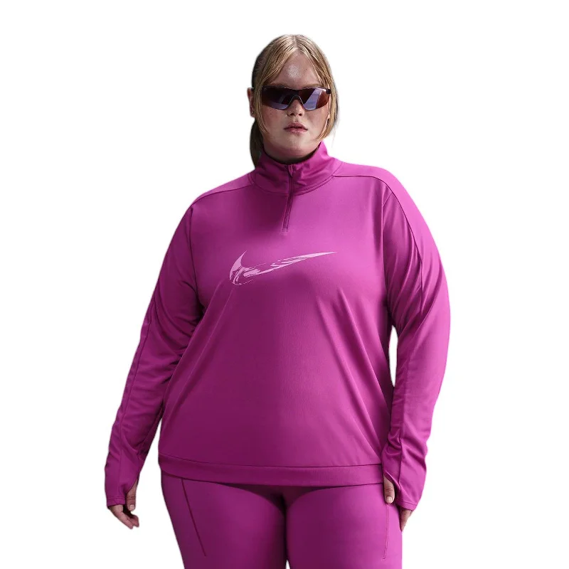 Nike Swoosh Womens Dri-FIT Half Zip Mid Layer (Plus Size) Hoodie with Reflective Safety Nightwear