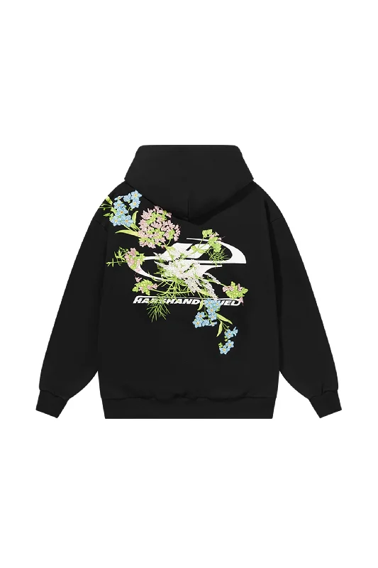 Floral Embroidered Hoodie Hoodie with Neon Bright Vibrant