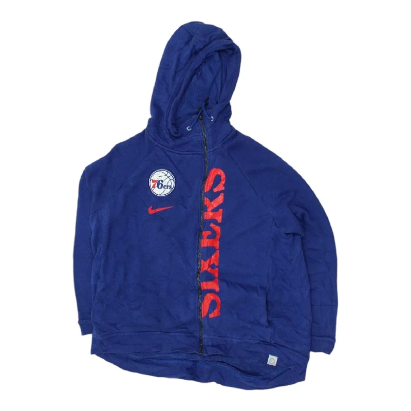 Philadelphia 76ers Nike Mens Blue Full Zip Hoodie | NBA Sportswear VTG Hoodie with Hem Lace Feminine Delicate
