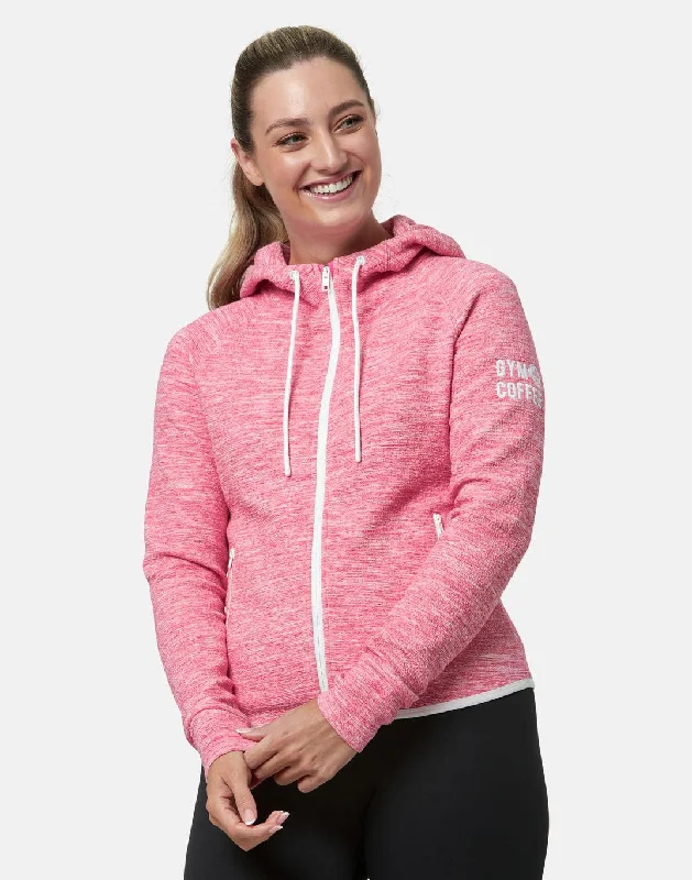 Pink Fleck Zip Hoodie Hoodie with Button Classic Timeless