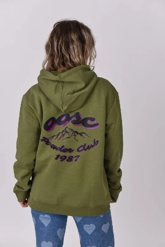 Powder Club Hoodie - Khaki Hoodie with Tie-Dye Psychedelic Retro