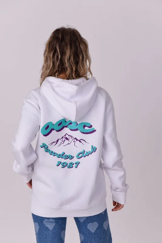 Powder Club Hoodie - White Hoodie with Slit Hem Functional Movement