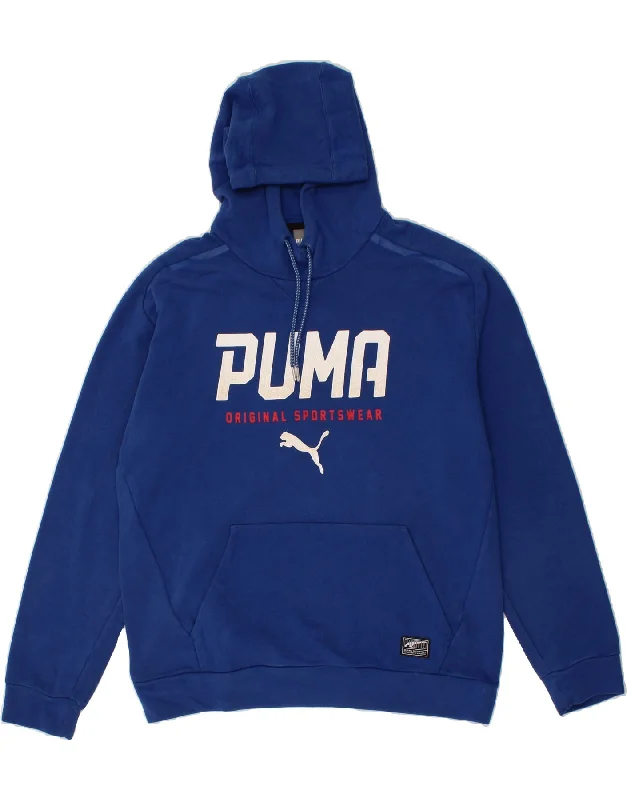 PUMA Mens Graphic Hoodie Jumper Large Blue Cotton Hoodie with Camouflage Military Edgy PUMA Mens Graphic Hoodie Jumper Large Blue Cotton Hoodie with Camouflage Military Edgy