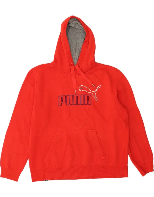 PUMA Womens Graphic Hoodie Jumper UK 16 Large Red Cotton Hoodie with Applique Textured Unique PUMA Womens Graphic Hoodie Jumper UK 16 Large Red Cotton Hoodie with Applique Textured Unique