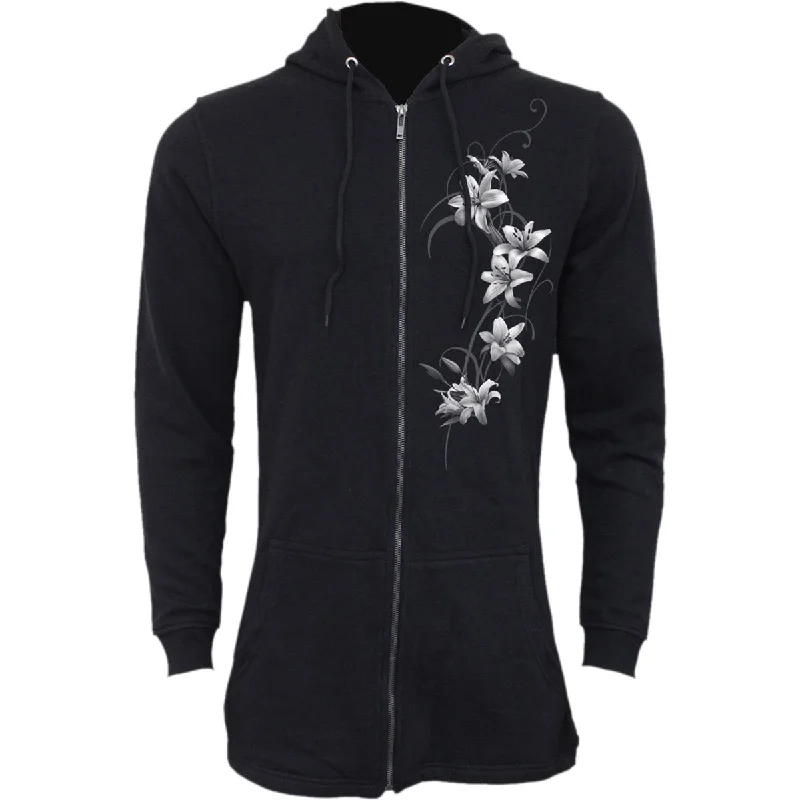 PURE OF HEART - Ladies Fish Tail Full Zip Hoody - Zip Sleeve Hoodie with Rhinestones Sparkly Elegant