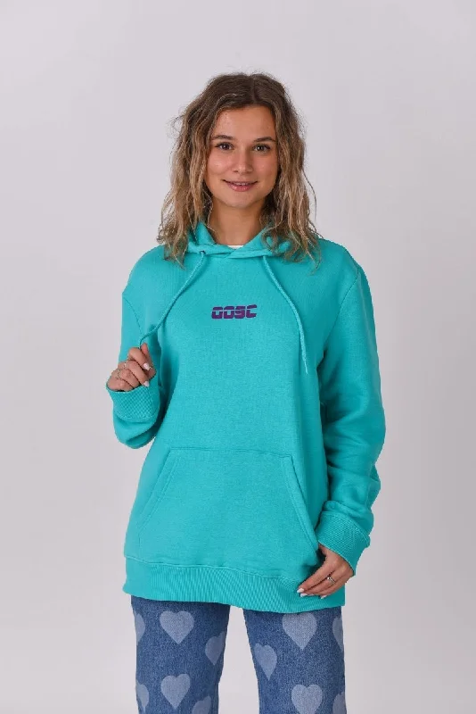 Retro OOSC Hoodie - Aqua Hoodie with Snap Buttons Easy Quick