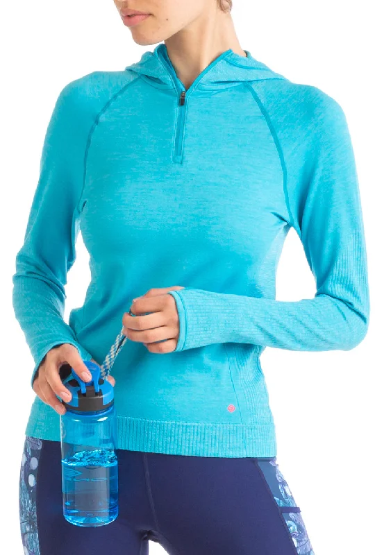 Ronhill Life Seamless Womens Running Hoody - Blue Hoodie with Lace Feminine Delicate Ronhill Life Seamless Womens Running Hoody - Blue Hoodie with Lace Feminine Delicate