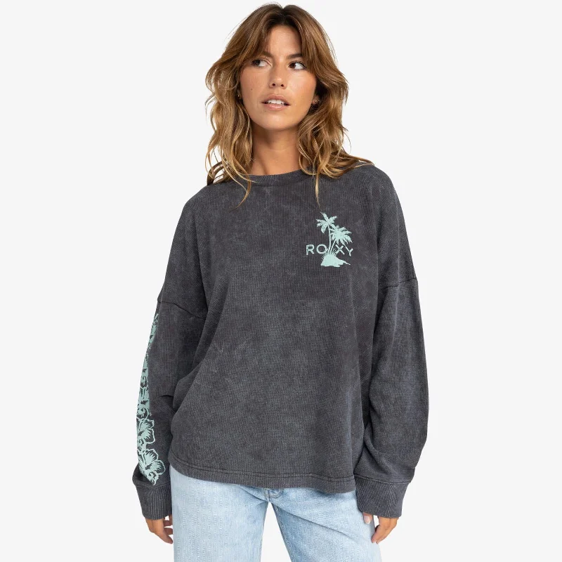 Roxy Womens East Side Long Sleeve Top Hoodie with Puffed Sleeves Voluminous Trendy