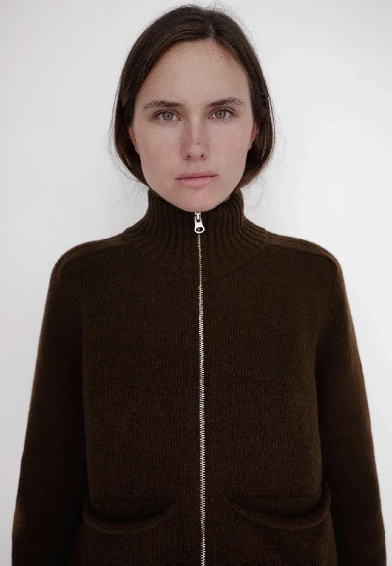 Runner Jacket - Brown Hoodie with Slim Fit Tailored Modern