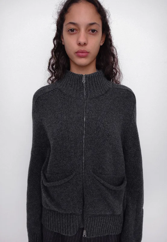Runner Jacket - Grey Hoodie with Toggle Buttons Decorative Unique