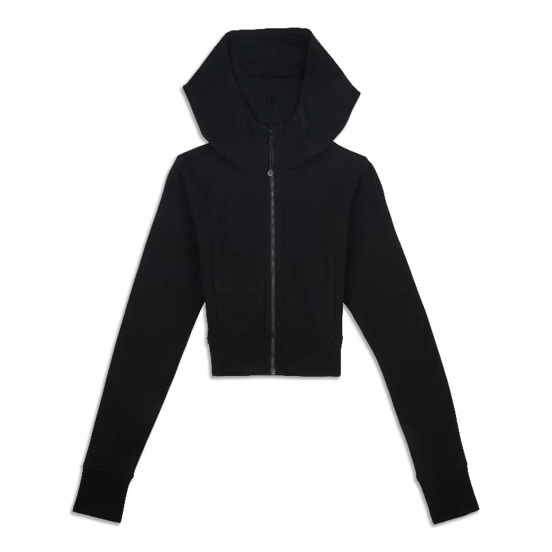 Scuba Full-Zip Cropped Hoodie - Resale Hoodie with Drawcord Adjustable Secure