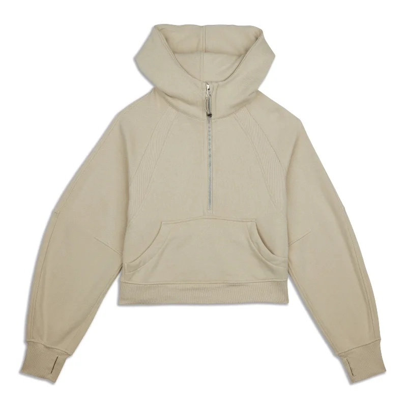 Scuba Full-Zip Cropped Hoodie - Resale Hoodie with Hem Contrast Bold Stylish