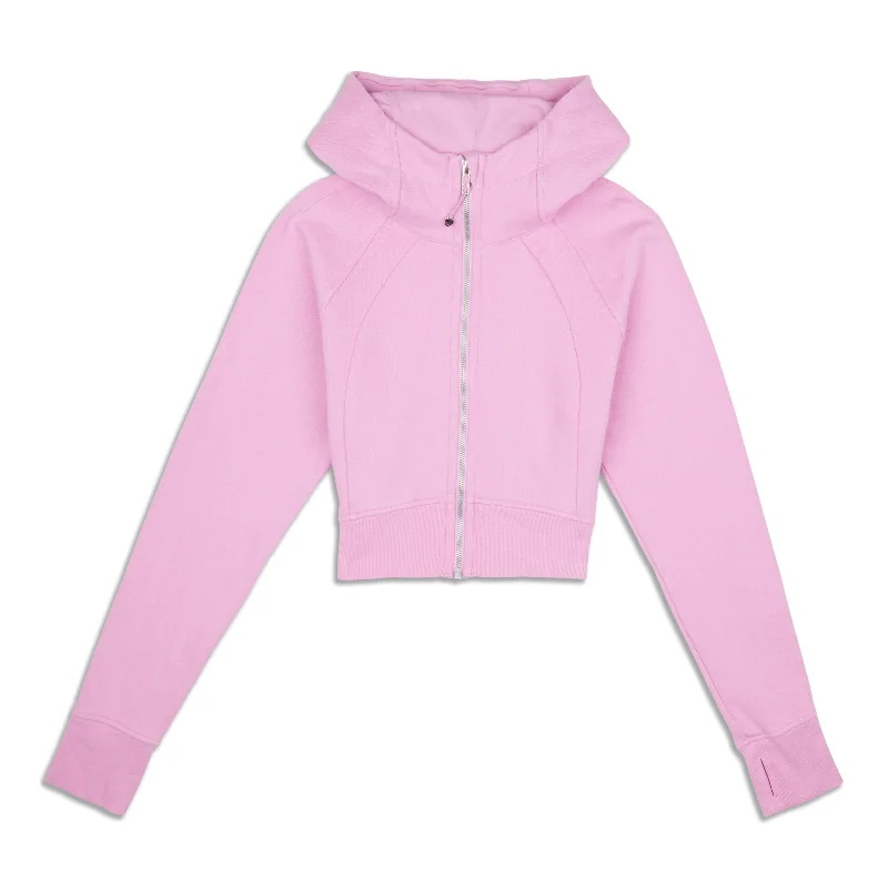 Scuba Full-Zip Cropped Hoodie - Resale Hoodie with Pattern Geometric Abstract