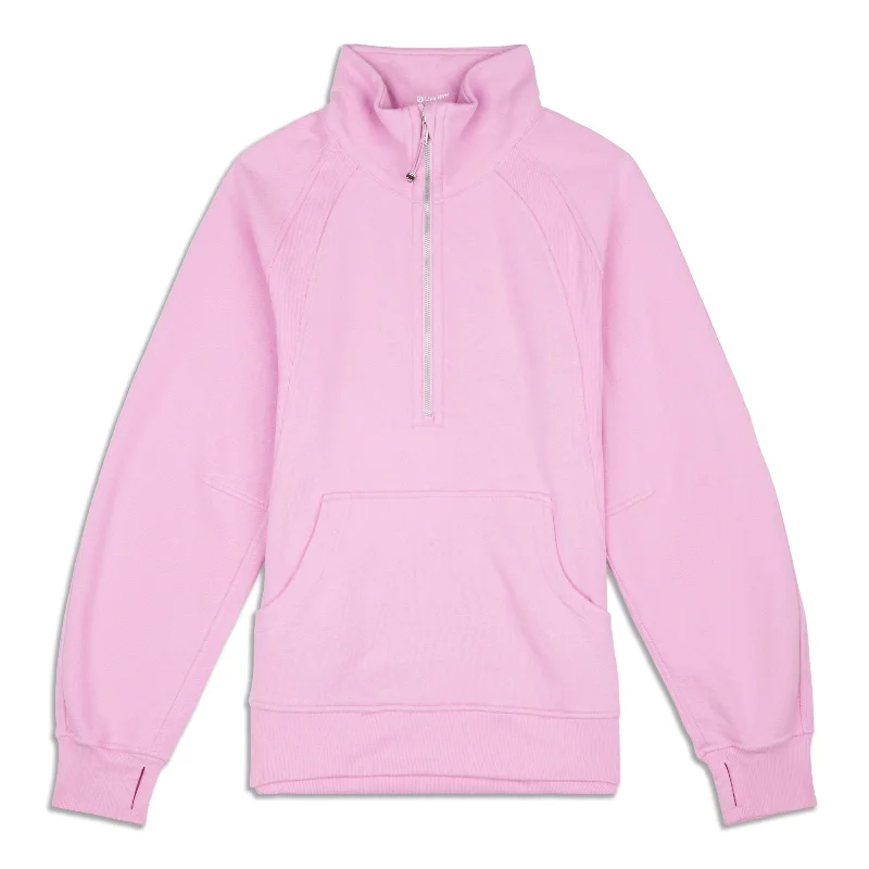 Scuba Oversized Funnel-Neck Half Zip - Resale Hoodie with Mesh Breathable Sporty