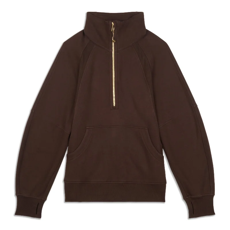 Scuba Oversized Funnel-Neck Half Zip - Resale Hoodie with Snap Buttons Easy Quick