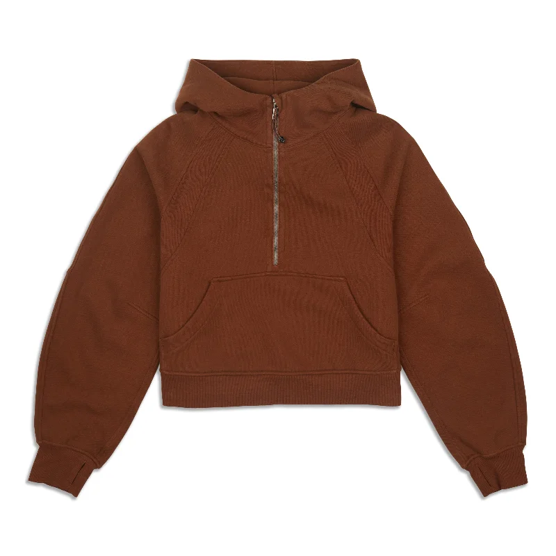 Scuba Oversized Half-Zip Hoodie - Resale Hoodie with Side Slits Relaxed Casual