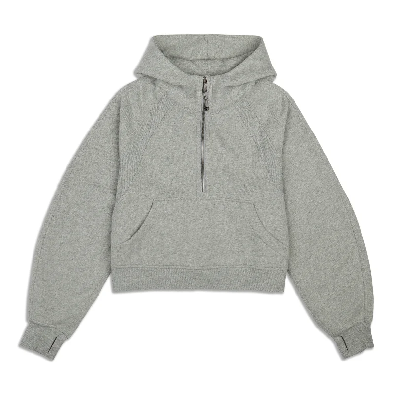 Scuba Oversized Half-Zip Hoodie - Resale Hoodie with Rolled Sleeves Casual Relaxed