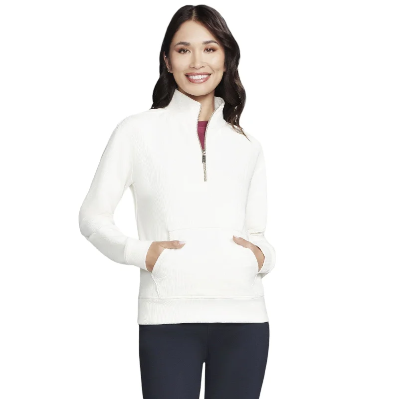Skechers Go Luxe Rib Womens Quarter-Zip Top Hoodie with Pattern Geometric Abstract