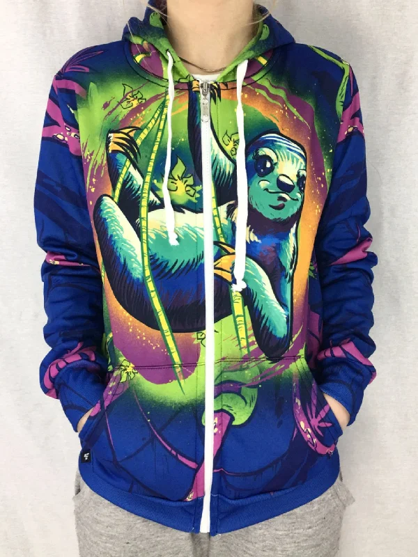 Sloth Life Unisex Zip Hoodie Hoodie with Side Slits Relaxed Casual