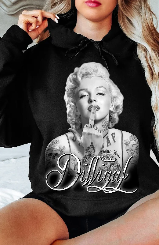 The Marilyn Kiss Pullover Hoodie with Bell Sleeves Flared Feminine