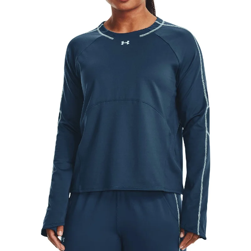 Under Armour Cold Weather Womens Running Sweatshirt - Blue Hoodie with Velcro Closure Adjustable Secure Under Armour Cold Weather Womens Running Sweatshirt - Blue Hoodie with Velcro Closure Adjustable Secure