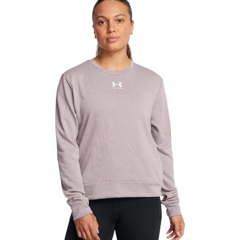 Under Armour Rival Terry Womens Crew Top Oversized Hoodie Comfort Casual