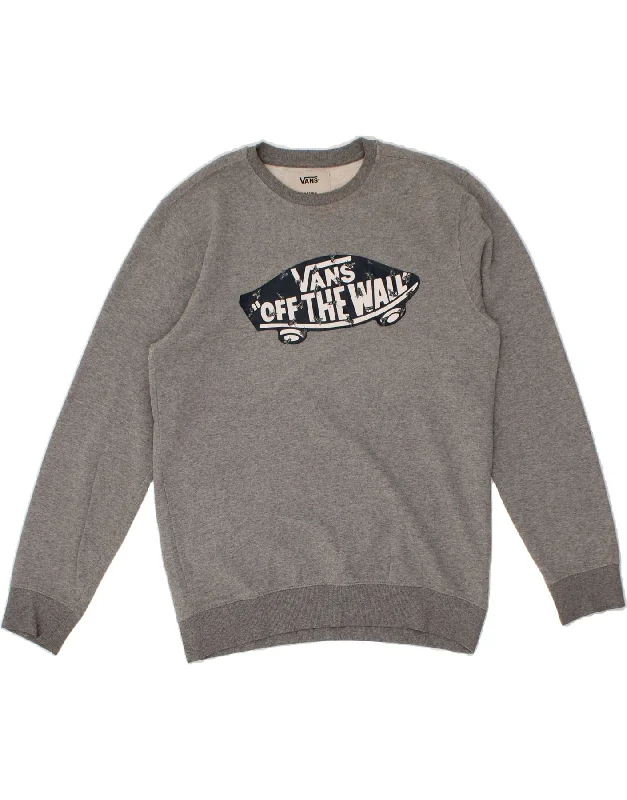 VANS Mens Graphic Sweatshirt Jumper Medium Grey Cotton Hoodie with Pastel Soft Subtle VANS Mens Graphic Sweatshirt Jumper Medium Grey Cotton Hoodie with Pastel Soft Subtle