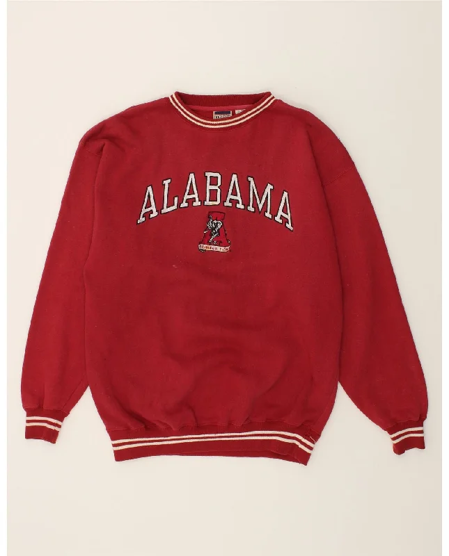 VINTAGE Mens Alabama Graphic Sweatshirt Jumper Large Red Cotton Hoodie with Tie-Dye Psychedelic Retro