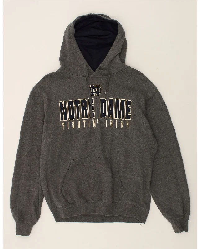 VINTAGE Mens Graphic Hoodie Jumper Large Grey Cotton Hoodie with Raglan Sleeves Sporty Comfortable