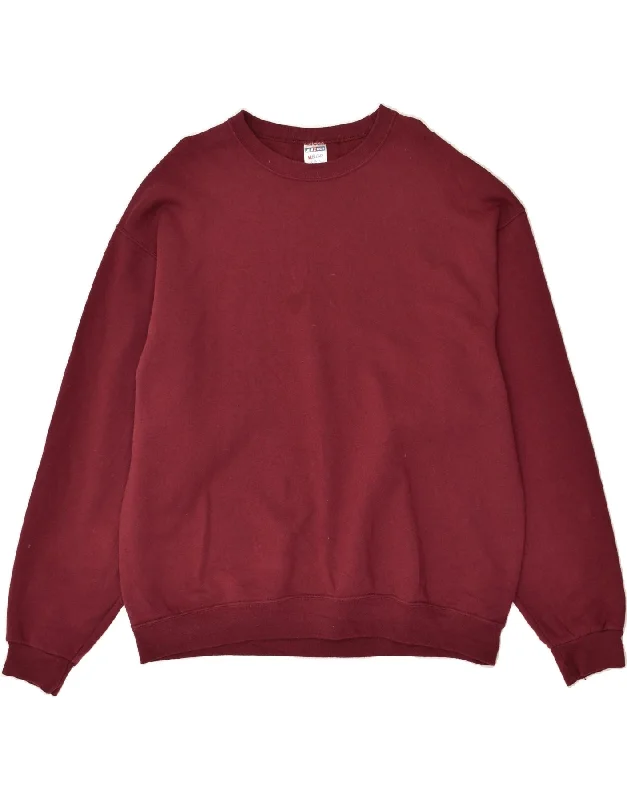 VINTAGE Mens Sweatshirt Jumper XL Maroon Cotton Graphic Hoodie Design Print