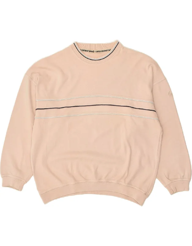 VINTAGE Mens Sweatshirt Jumper XL Pink Cotton Hoodie with Button Classic Timeless