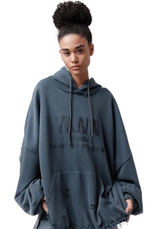 Washed Raw Edge Hoodie Hoodie with Logo Branding Identity