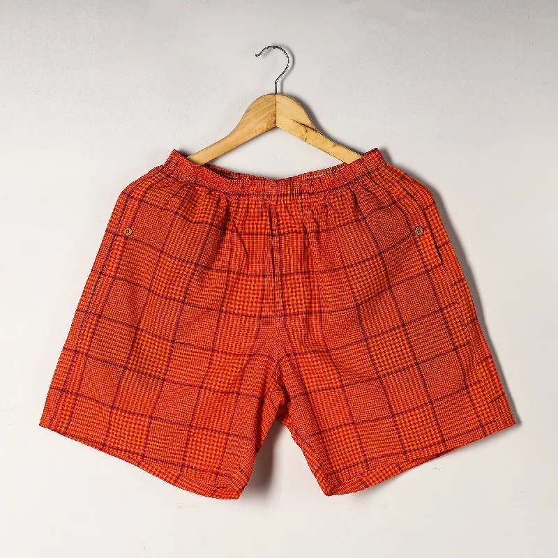 Orange - Jacquard Weave Cotton Unisex Boxer/Shorts Relaxed Fit Shorts