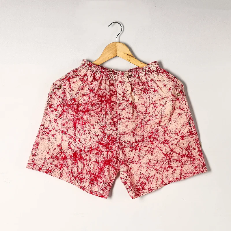Pink - Hand Batik Printed Cotton Unisex Boxer/Shorts Distressed Cutoff Shorts