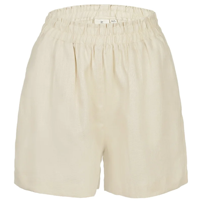 Beige Linen Shorts Satin Lounge Shorts