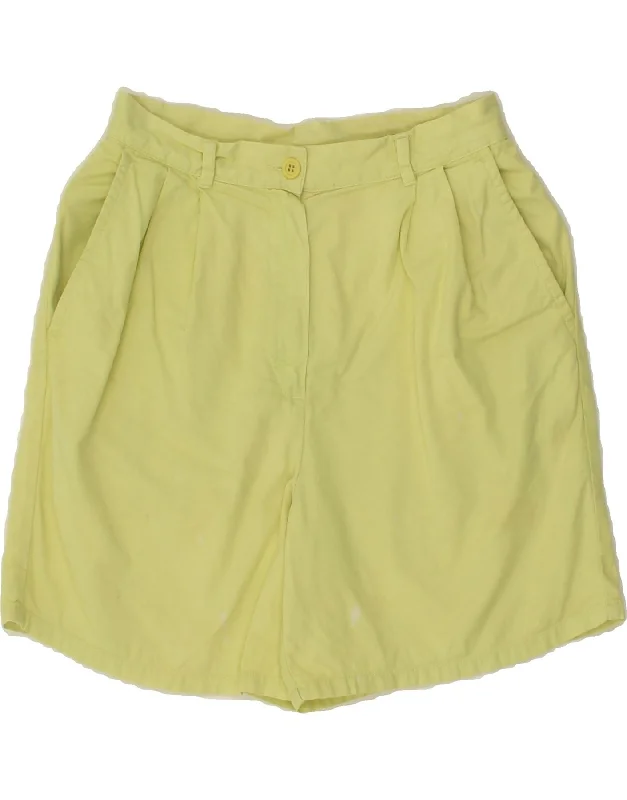 BENETTON Womens Pegged Chino Shorts IT 40 Small W26  Yellow Cotton Cozy Home Shorts