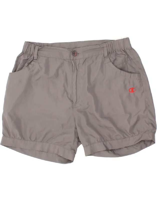 CHAMPION Womens Casual Shorts UK 14 Large W32 Grey Polyester Effortless Pull-On Shorts