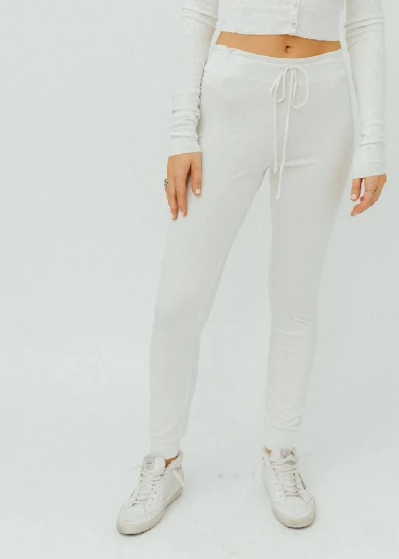 Éterne Drawstring Pant in Cream Stretch High-Waist Shorts