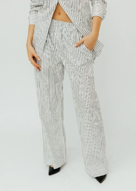 Éterne Poplin Lounge Pant Black/White Stripe Adjustable Waist Shorts