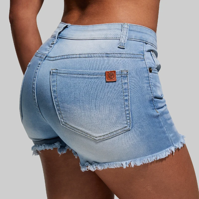 FLEX Stretchy Jean Short (Light Wash) Trendy Mom Shorts