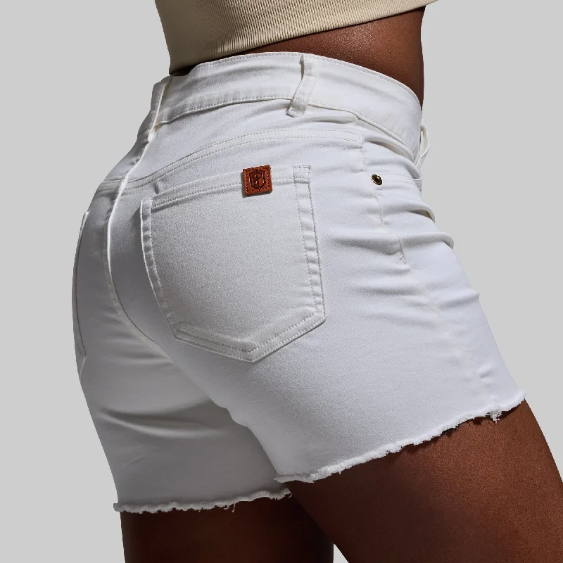 FLEX Stretchy Jean Short (White) Sporty Drawstring Shorts
