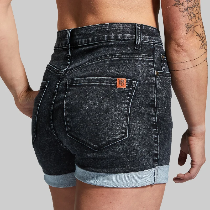 FLEX Stretchy Mom Jean Short (Black) Comfortable Cotton Shorts