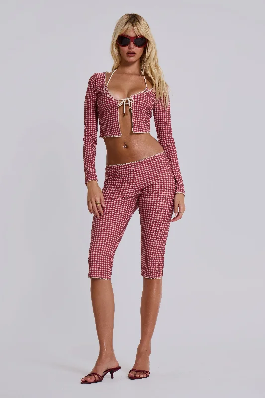 Freda Gingham Swim Capri Trousers Lightweight Workout Shorts