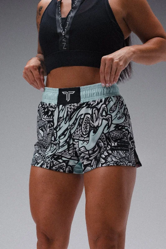Iron Dragon Women's Fight Shorts (3" Inseam) - Mint Satin Lounge Shorts