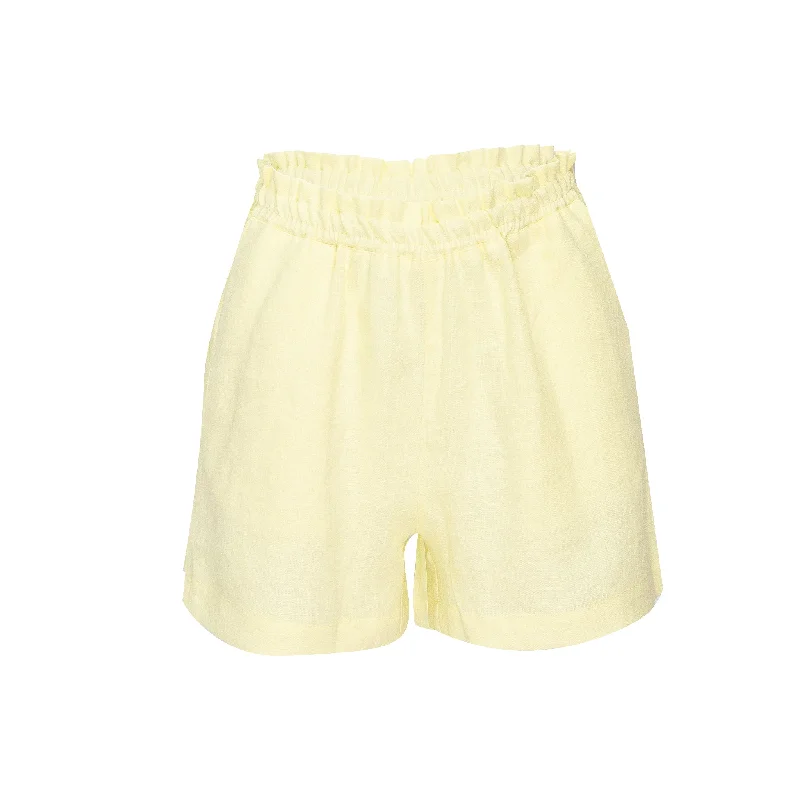 Lemon Yellow Linen Shorts Casual Summer Shorts